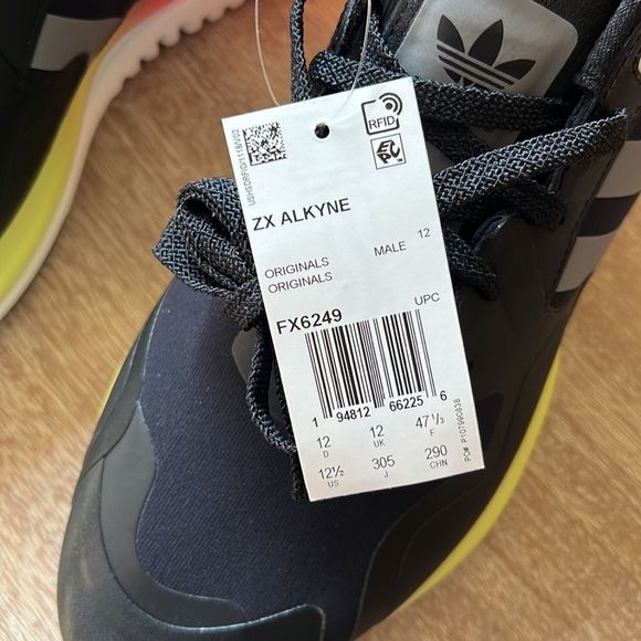 Adidas Originals ZX Alkyne Men Size US 12.5 Core Black/Orange/Neon FX6249 - Picture 5 of 9